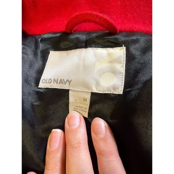 Old Navy Women’s Red Wool Blend Double Breasted Coat Jacket Size M - Picture 9 of 10